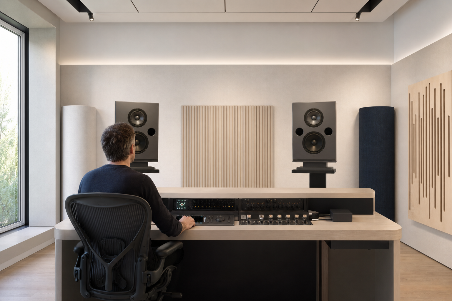 Sala mastering con outboard